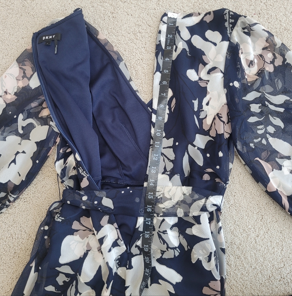 Like New DKNY Floral Sheer Layered Midi Dress Size 4 - Picture 8 of 11